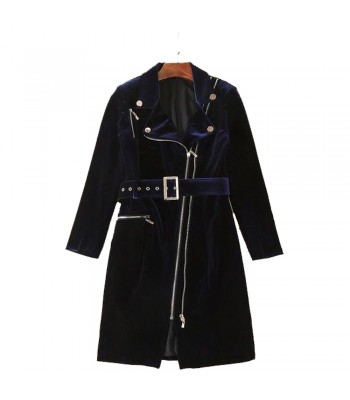 Women Velvet Fashion Coat Charming Zipper Slim Dress Coat Women Sexy Mini Coat